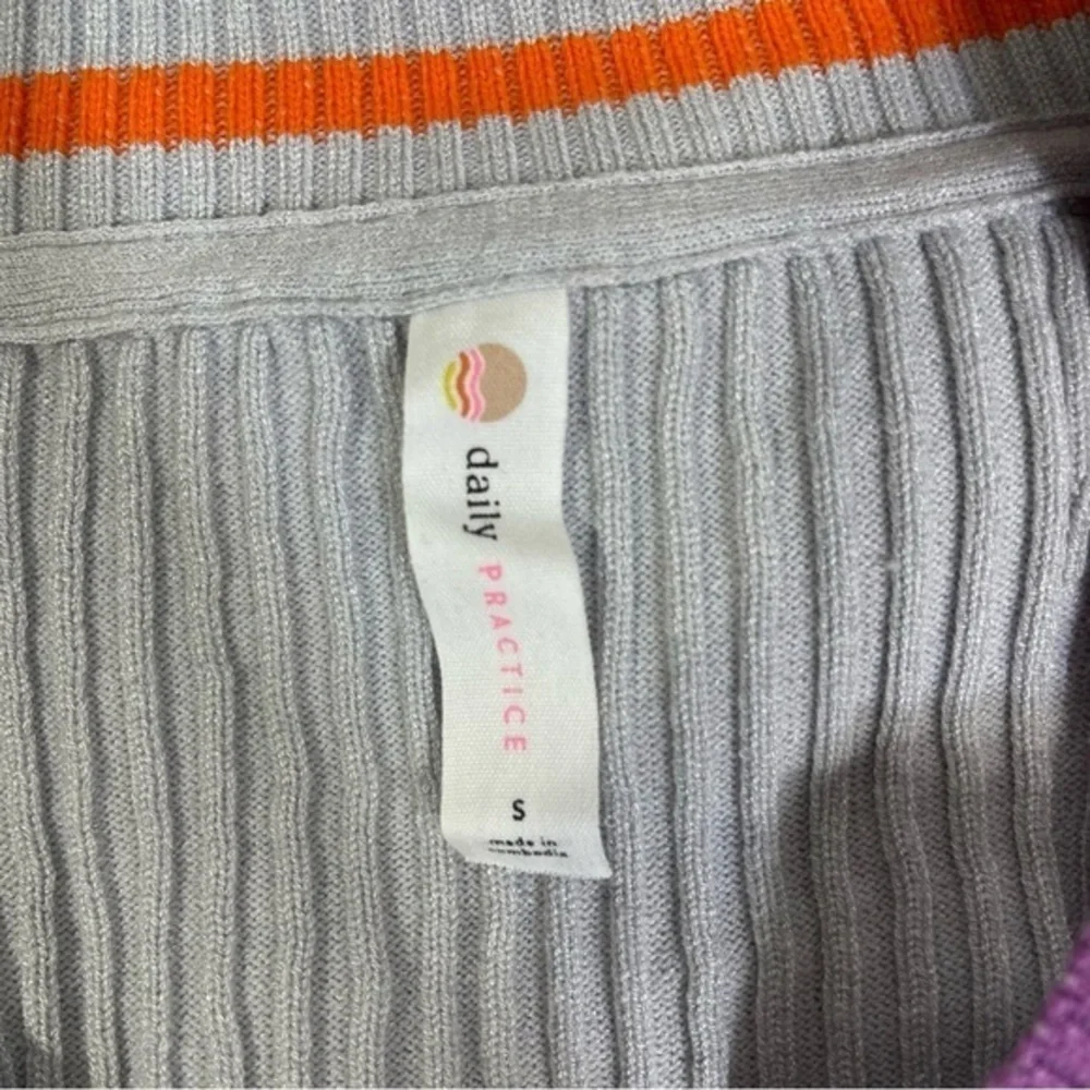 NWT Daily Practice Anthropologie Gray Stripe Sleeve Sweater Lounge Dress Large S